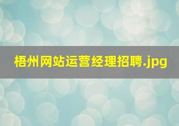梧州网站运营经理招聘